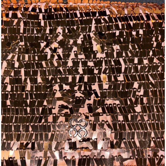 Coach Rose Gold/Champagne Pink Sequin & Leather Clutch Wristlet, Night Out Party - Picture 4 of 6